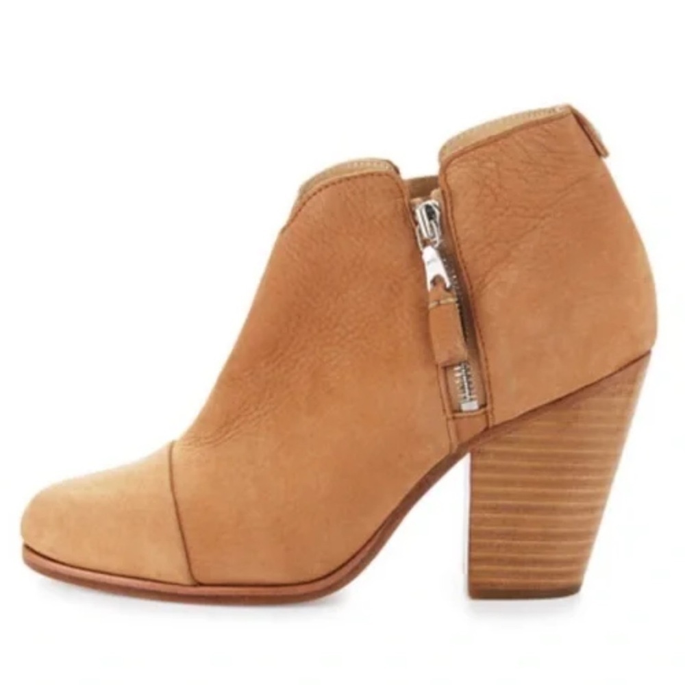 Rag & Bone Tan Margot Suede Leather Zip Sides Ankle Booties Size 36